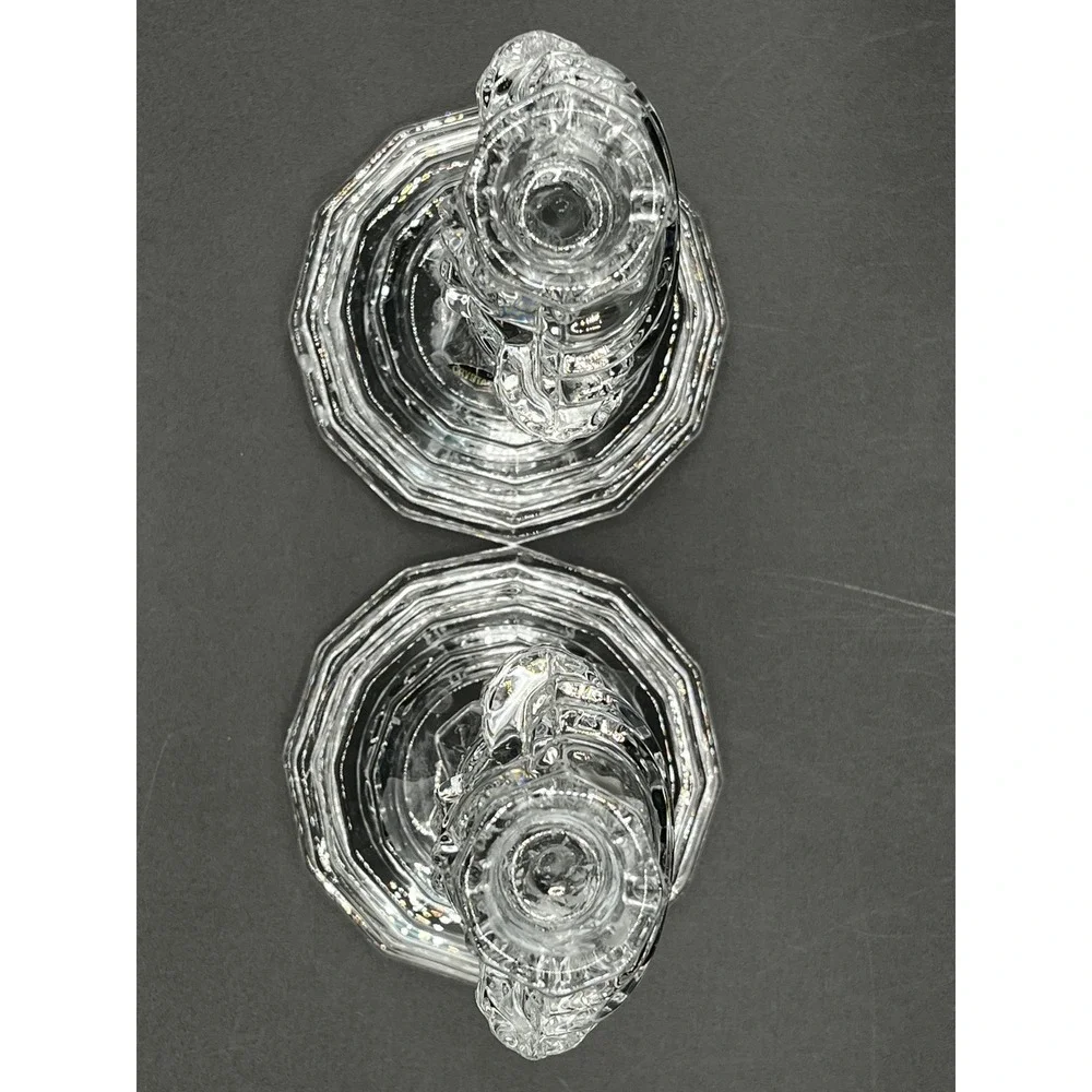 Vtg Pair Crystal Nutcracker Soldier Taper Candle Holders Lead Glass 8